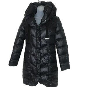TAHARI Black Puff Down Jacket With Hood  Size XXS